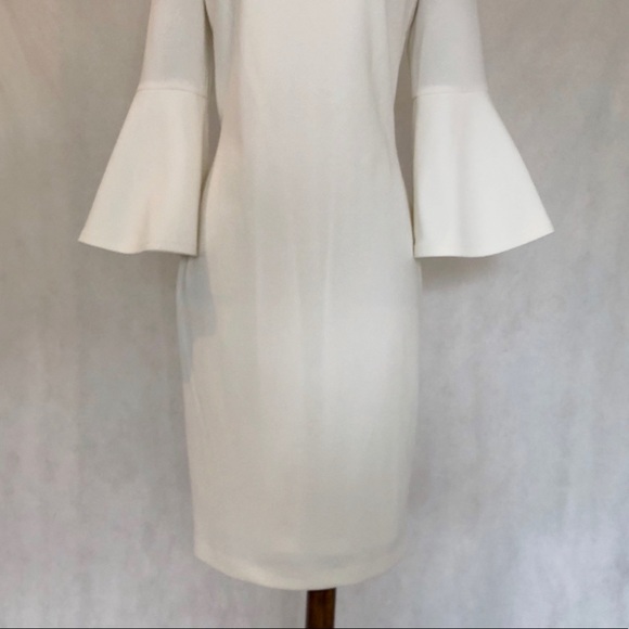 Calvin Klein Ivory Bell Sleeve Sheath Dress - Picture 4 of 8